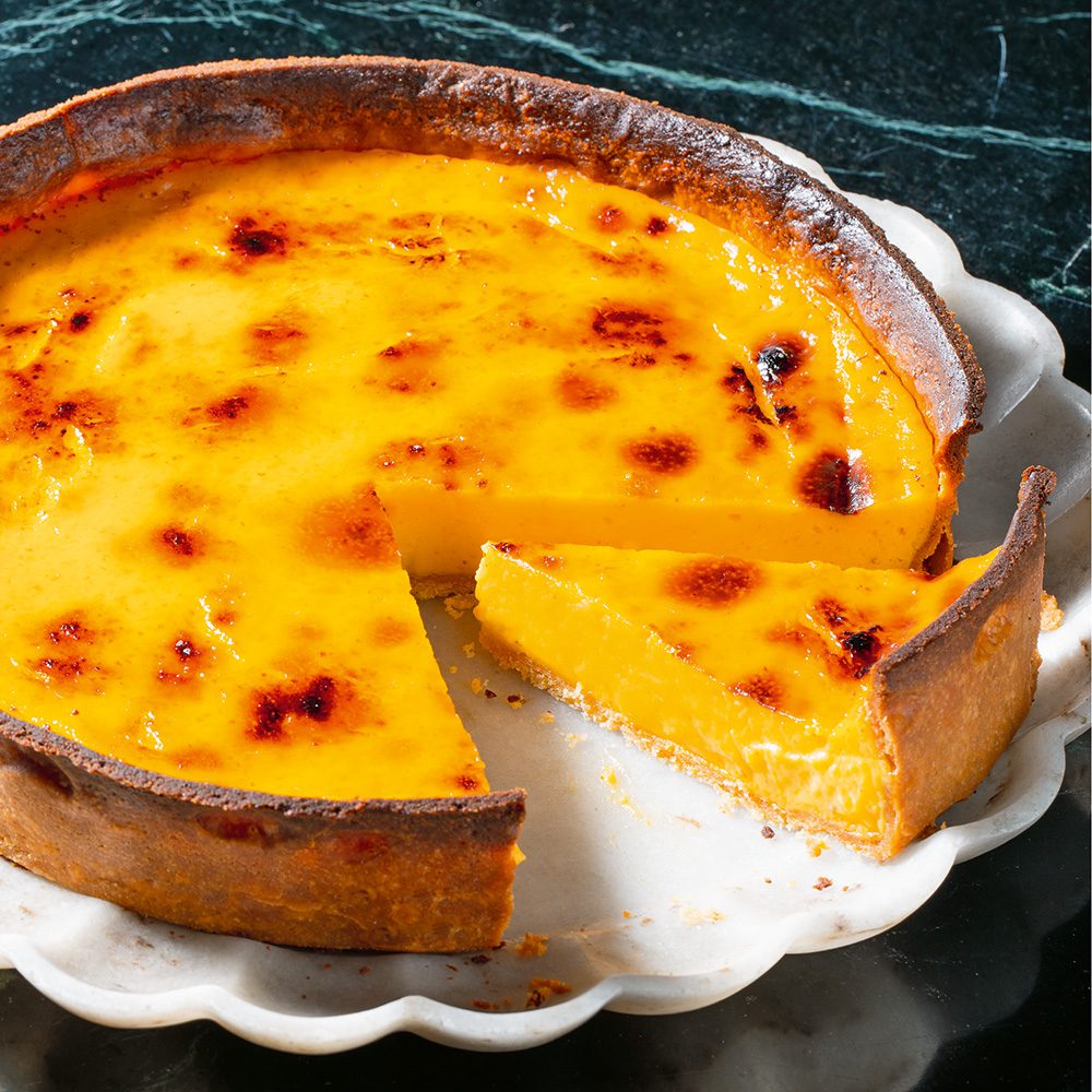 Image of a honey tart from cookbook Baking for Pleasure by Ravneet Gill