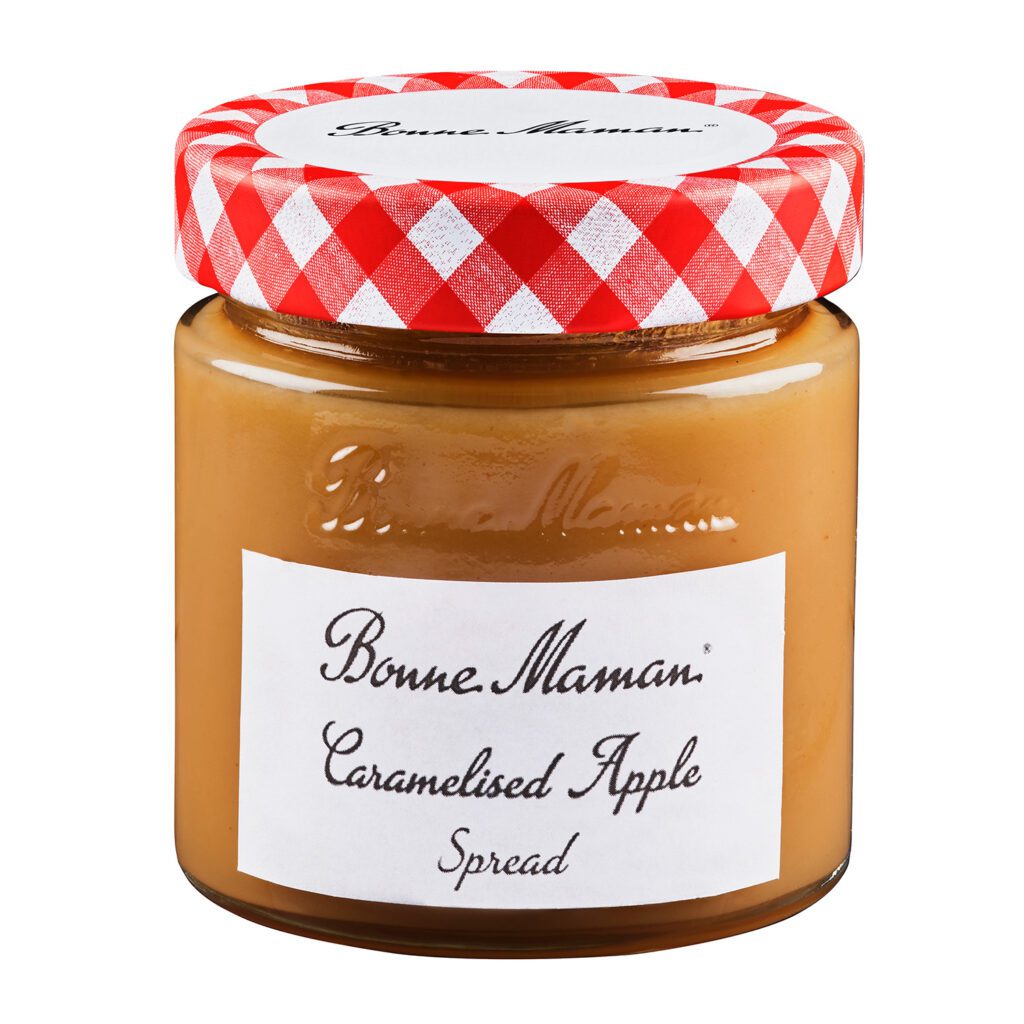 A jar of Bonne Maman caramelised apple spread