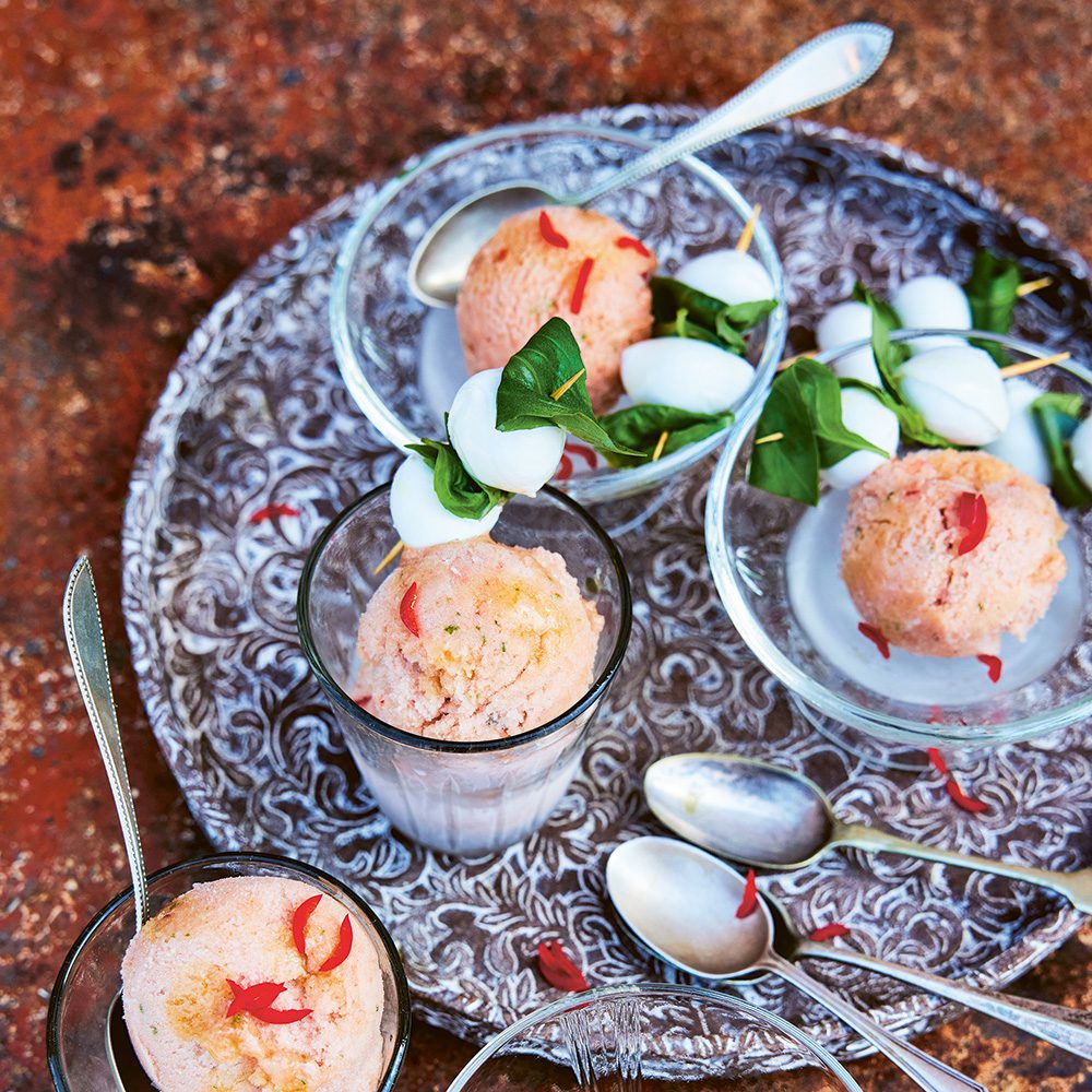 Image of tomato sorbet from cookbook Gennaro's Verdure