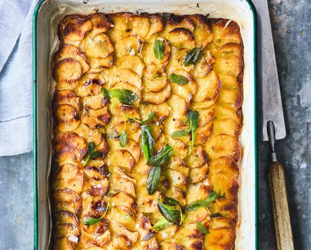 Pommes anna with lemon and sage