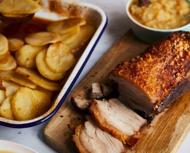 Chinese pork, drunken potatoes and nashi pear sauce