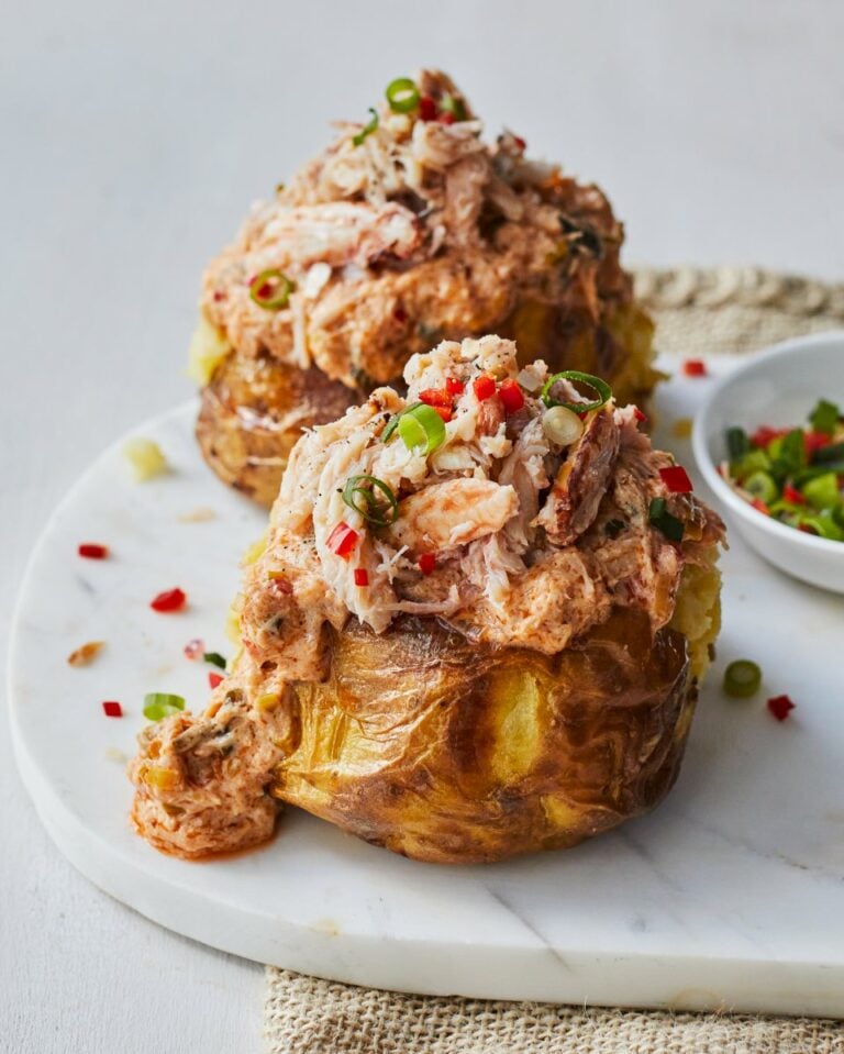 Chilli crab jacket potatoes