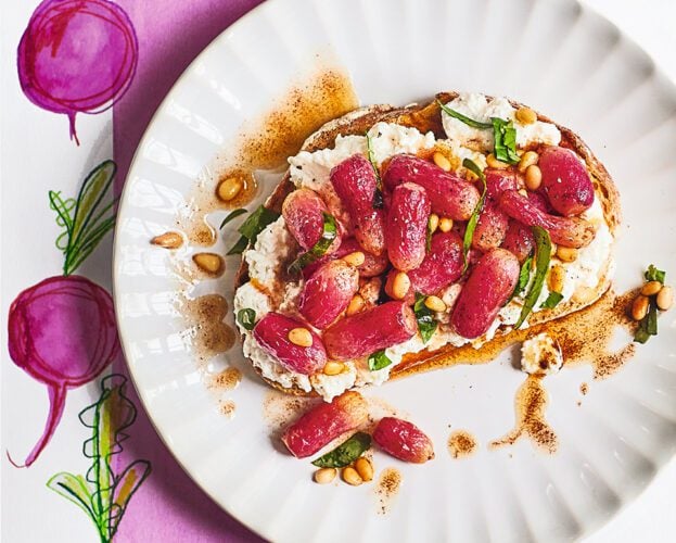 Brown butter radishes and ricotta on toast