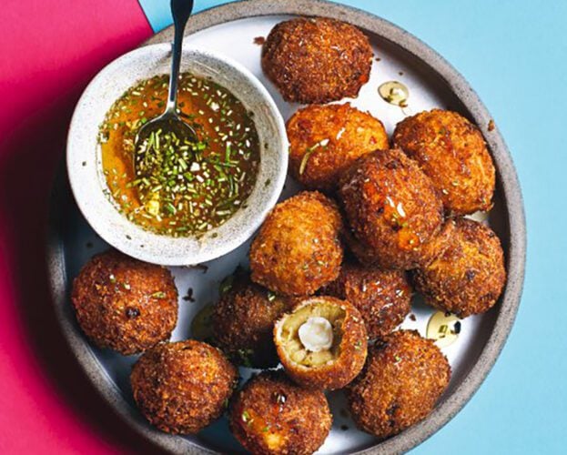 Crunchy mozzarella-stuffed olives