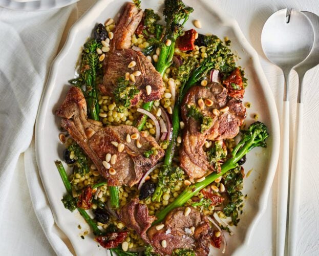 Lamb chops with chermoula and giant couscous