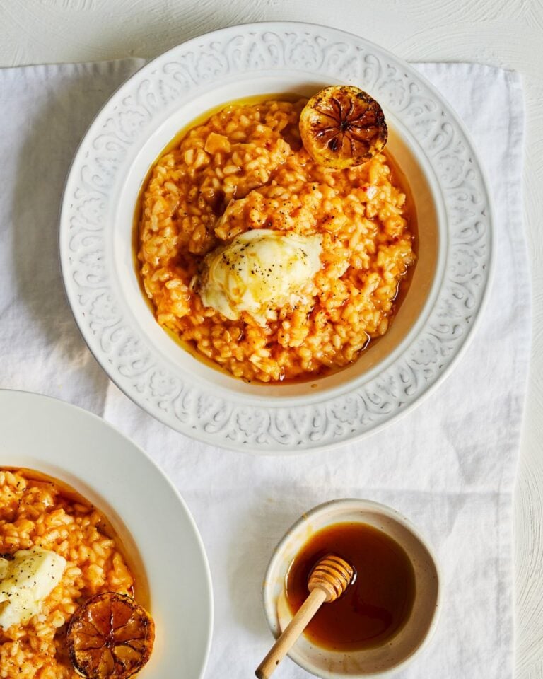 ’Nduja risotto with burnt lemon honey