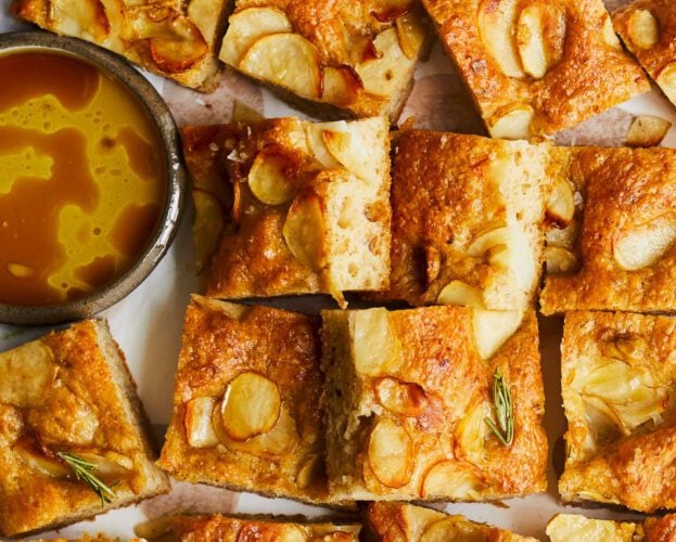 Salt and vinegar jersey royal focaccia