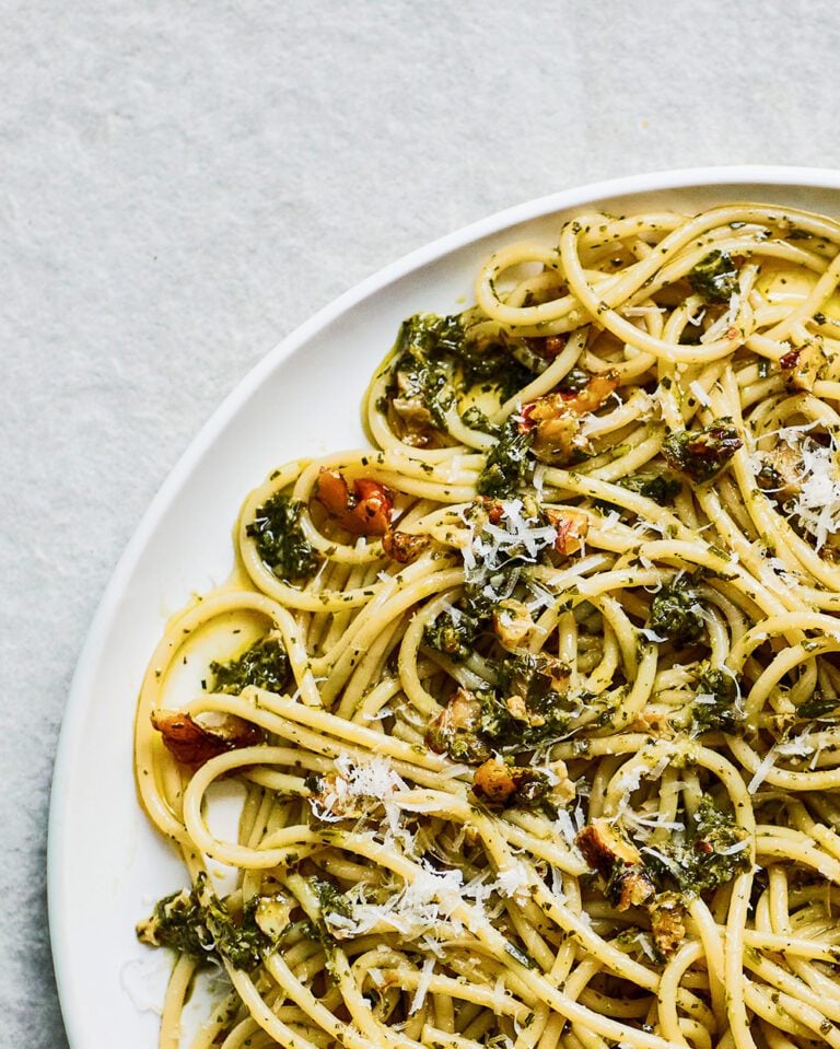 Walnut and four-herb pesto pasta