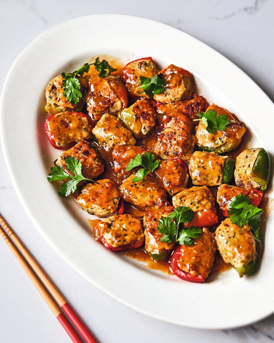 Chinese chicken, prawn and lap cheong stuffed peppers - delicious. magazine