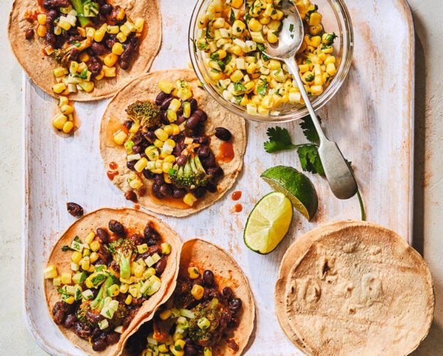 Chipotle black bean and broccoli tacos