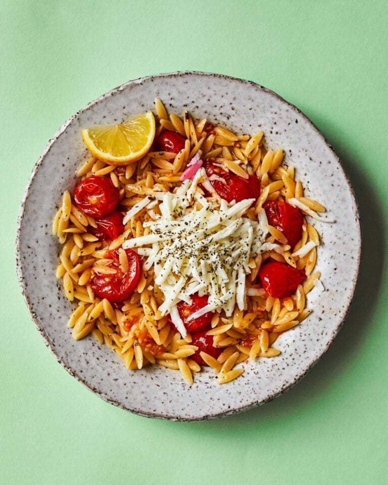 Halloumi and blistered tomato orzo