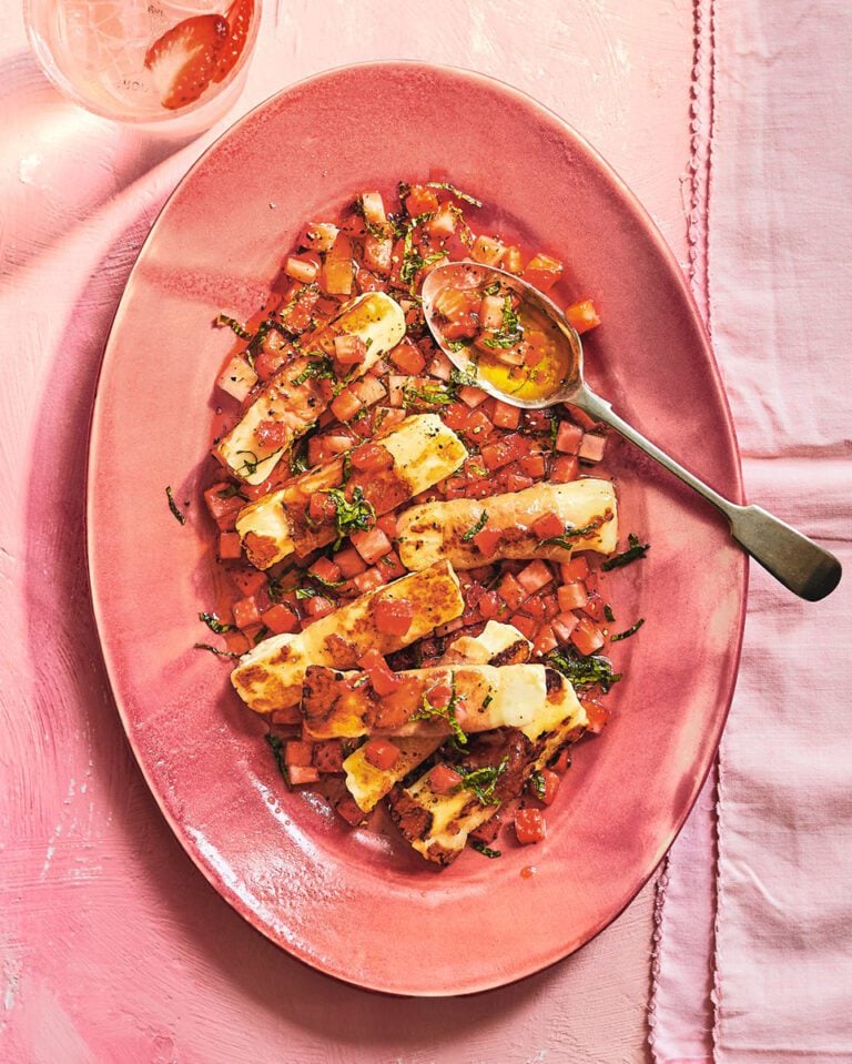 Parma ham, halloumi, strawberry and mint