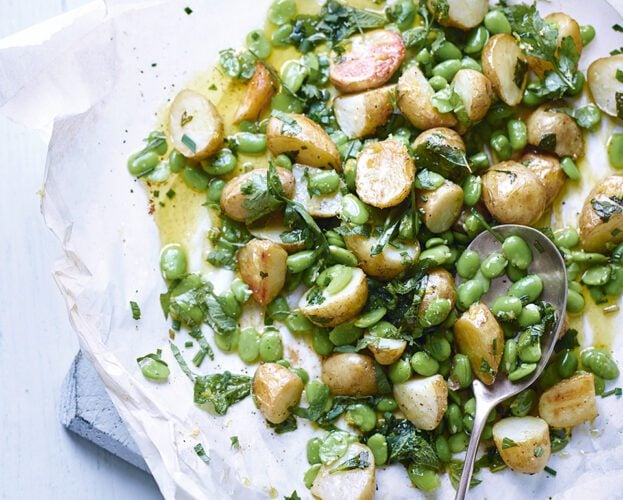 Jersey royals and broad beans