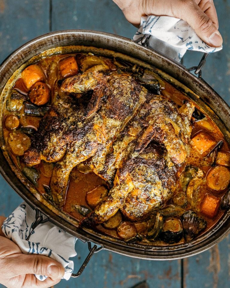 Karan Gokani’s chicken curry traybake