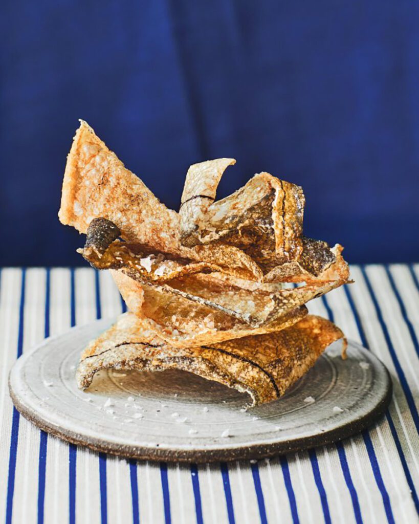 Crispy fish skin crackling
