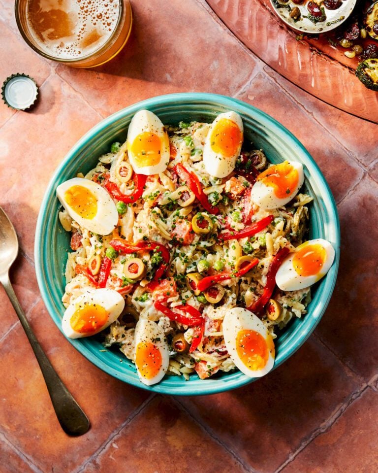 Orzo russian salad with tuna