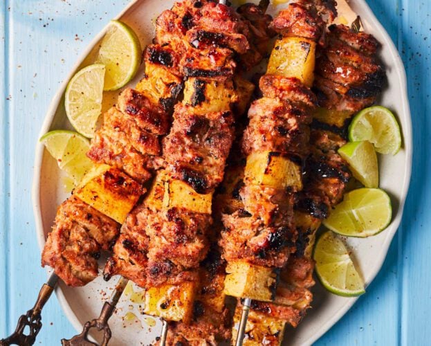 Chipotle pork and pineapple skewers