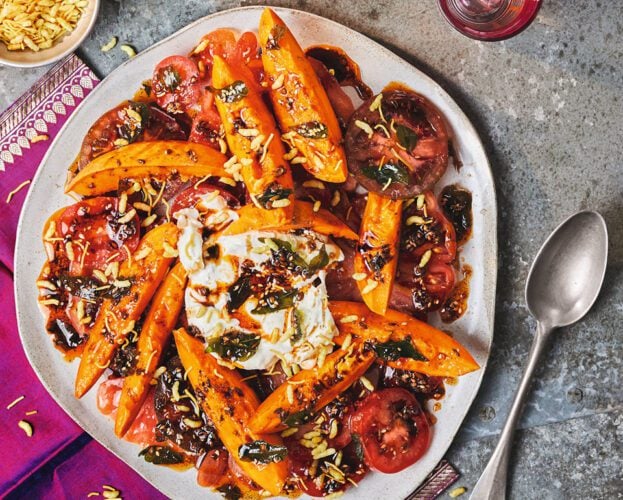 Tomato, mango and burrata chaat