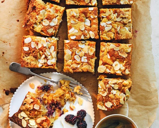 Blackberry, brown butter and almond squares