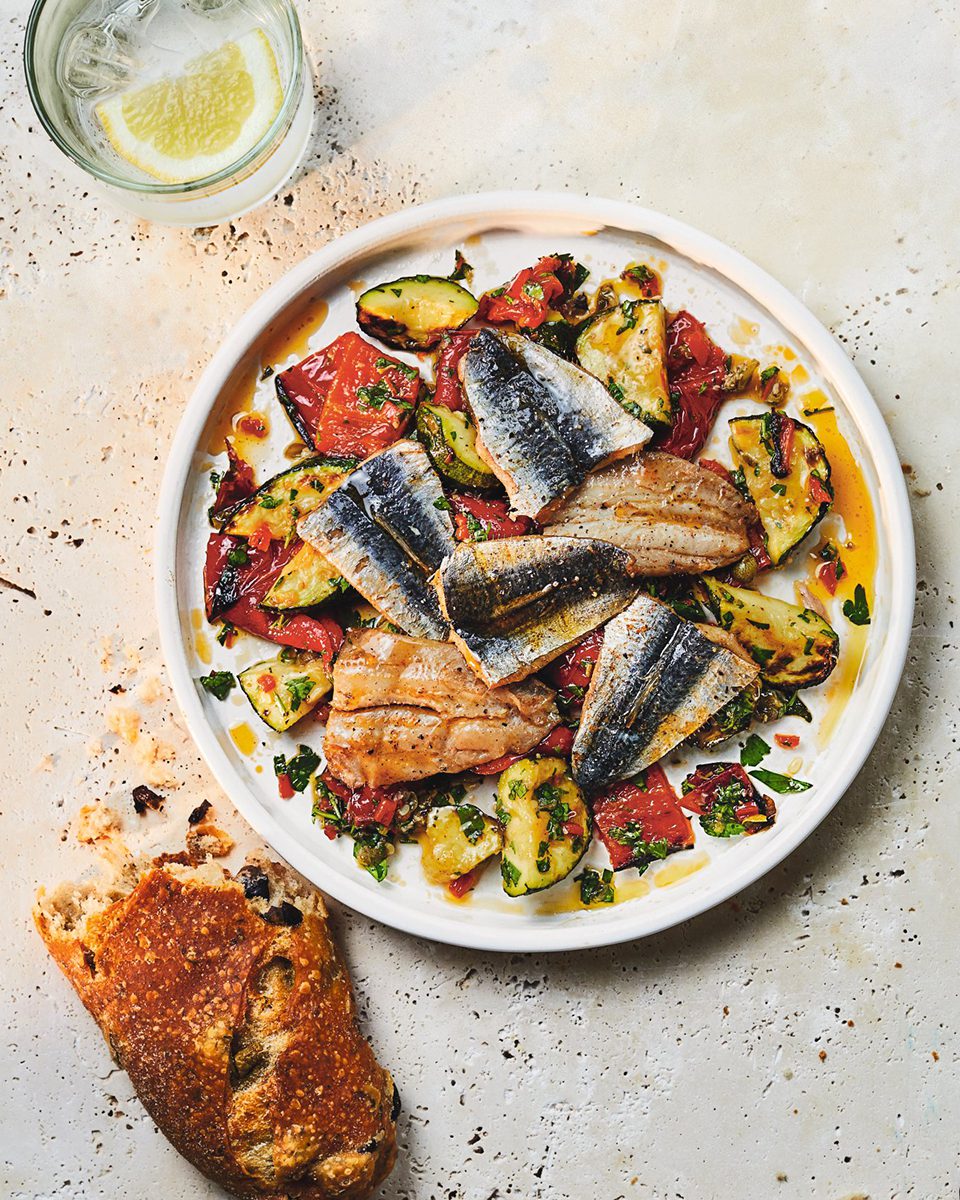 Grilled sardines with courgette and red pepper salsa - delicious. magazine