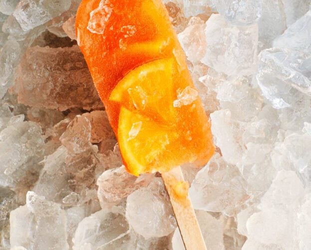 Aperol spritz ice lollies
