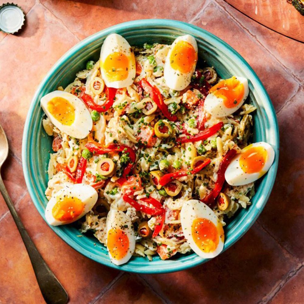 Orzo russian salad with tuna