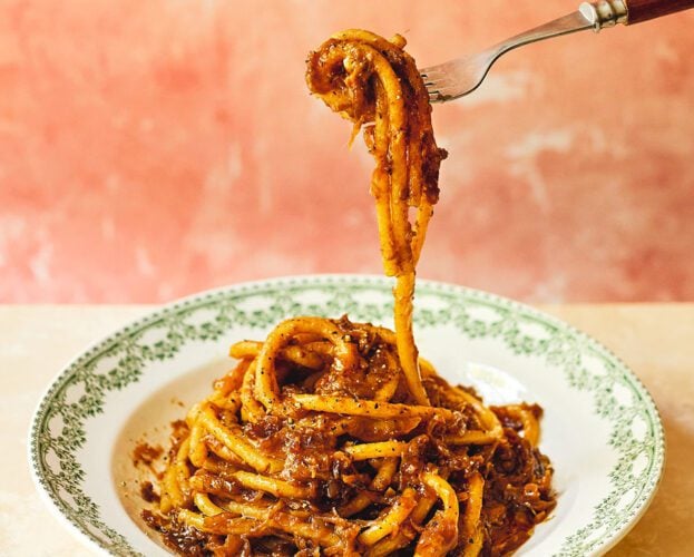 Bigoli in salsa (caramelised onion and anchovy pasta)