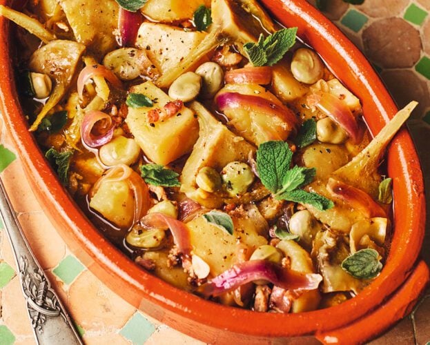 Ciaudedda (artichoke and pancetta stew)