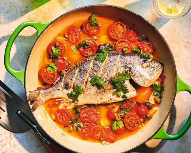 Pesce all’acqua pazza (fish cooked in ‘crazy water’)