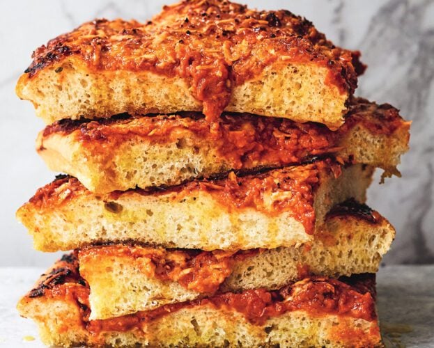 Sfincione (Sicilian-style focaccia pizza)