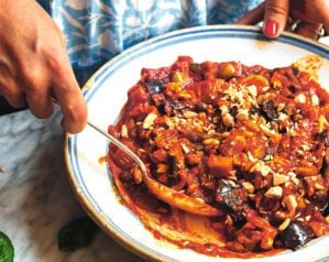 Caponata with buffalo mozzarella