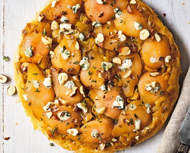 Pear and roquefort tarte tatin