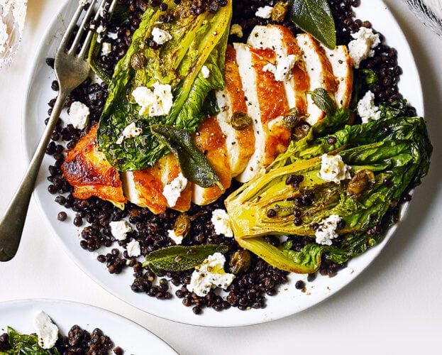 Chicken, lentil and ricotta wedge salad