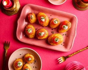 air fryer potato and smoked salmon canapés