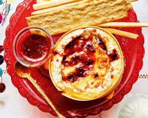 Baked camembert with harissa honey