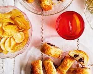 Two platters of turkey and cranberry sausage rolls