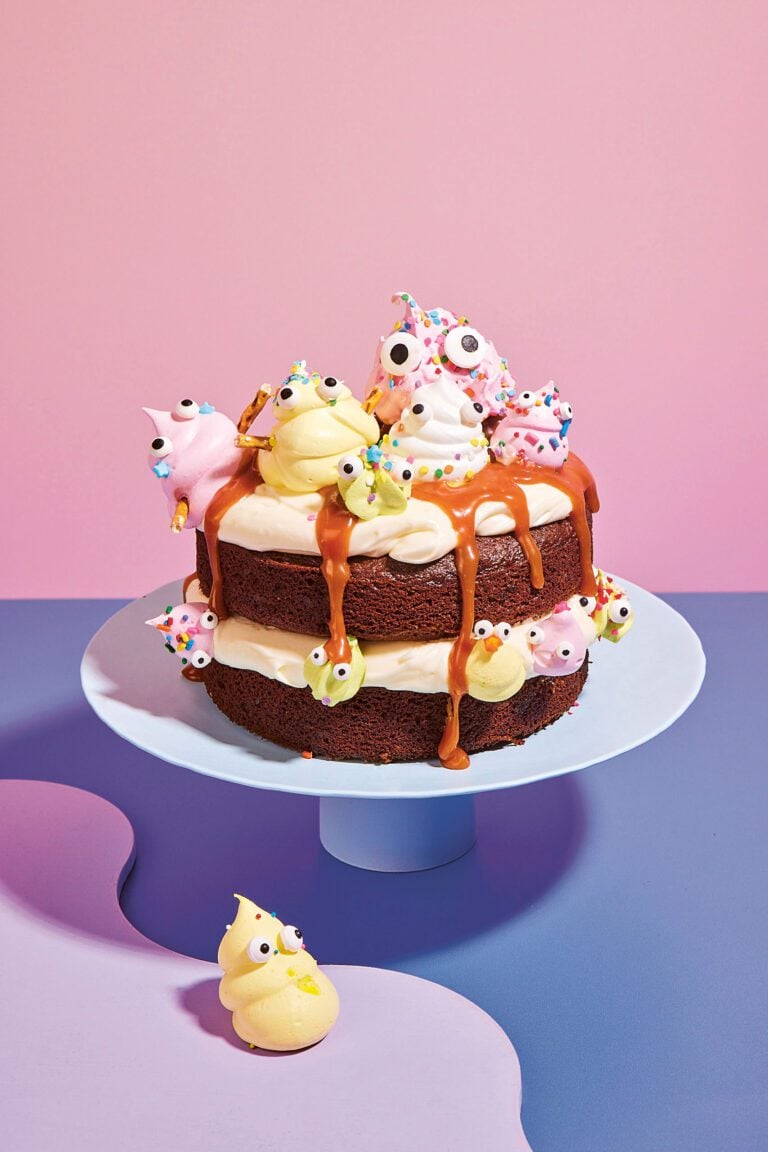 Kim-Joy’s stem ginger and salted-caramel meringue creature cake