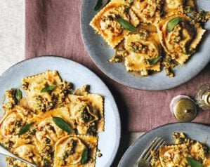 Stuffing and sage ravioli