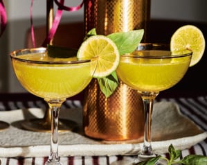 Thai basil gimlet cocktails