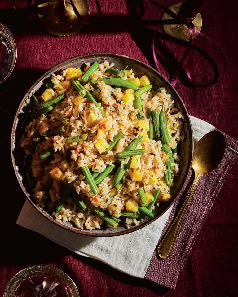 Pineapple and green bean rice