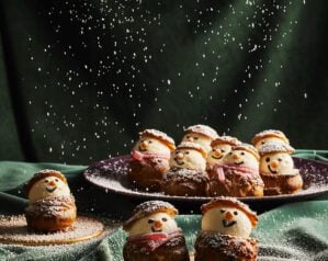 Tipsy snowman choux buns