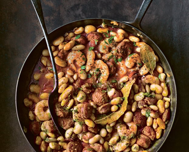 Chorizo, prawn and butter bean stew