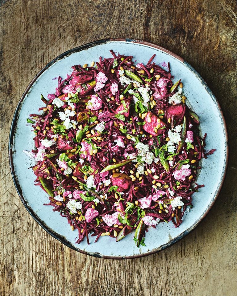Pear, beetroot, feta and mint salad