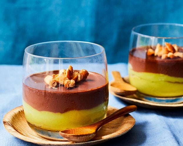Avocado mousse and chocolate ganache