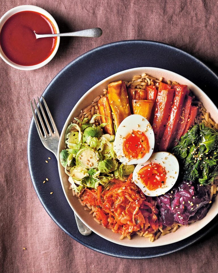 Christmas leftovers gochujang rice bowl
