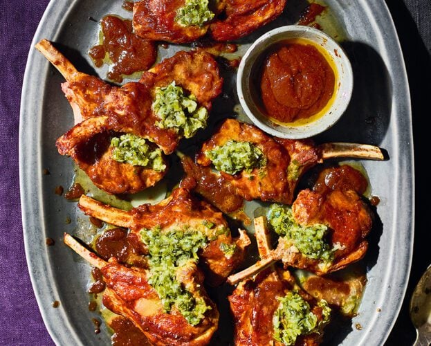 Doenjang butter lamb chops with spring onion gremolata