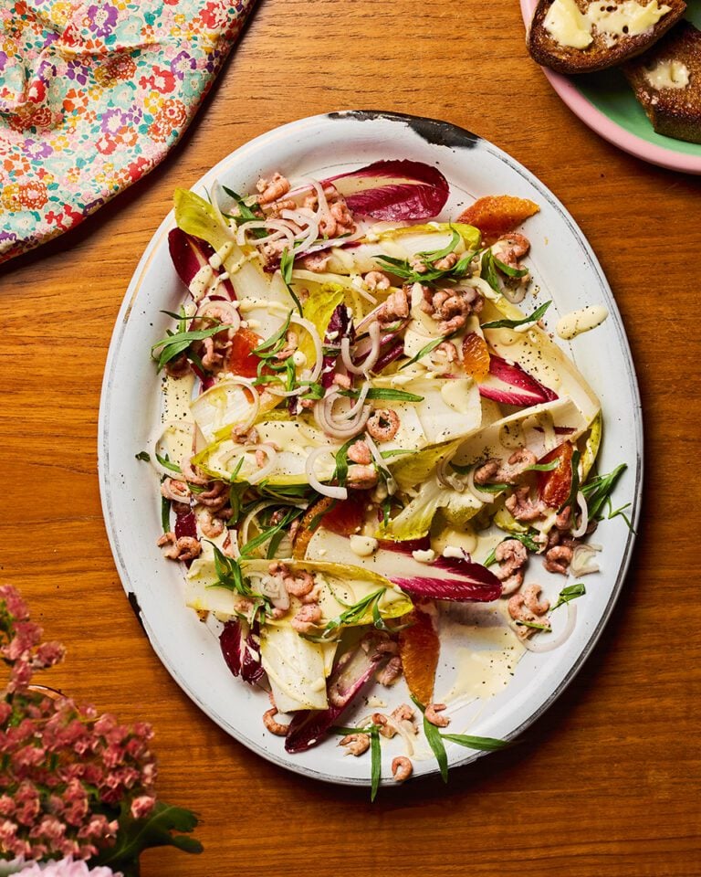 Brown shrimp, chicory and blood orange salad