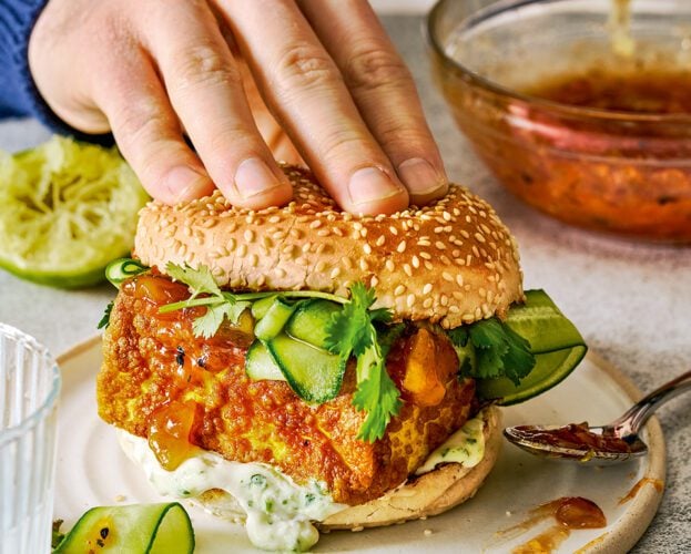 Calum Harris’ sticky hot mango tofu burgers