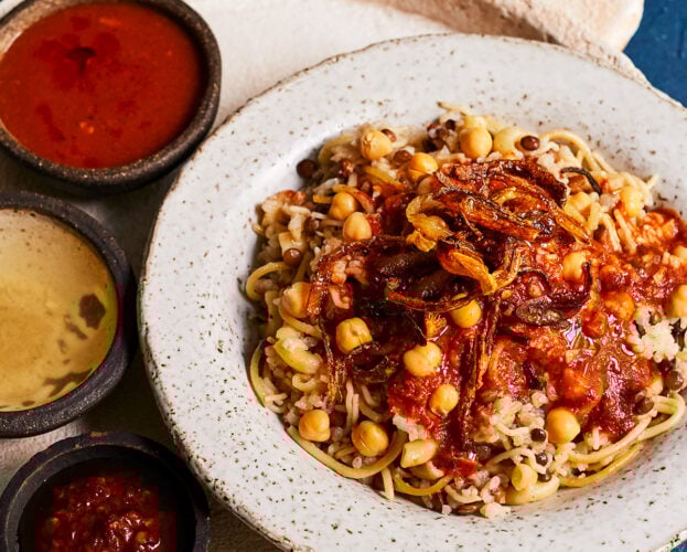 One-pot koshari (Egyptian pasta, rice and lentils)