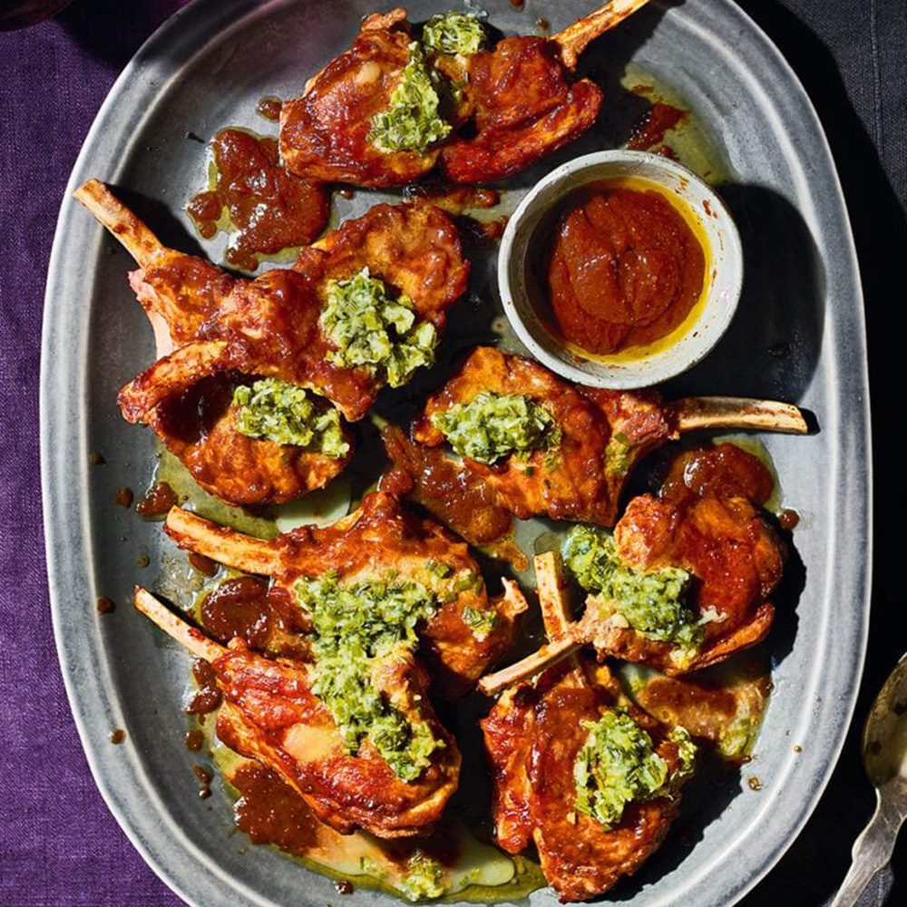 Su Scott's doenjang butter lamb chops with spring onion gremolata
